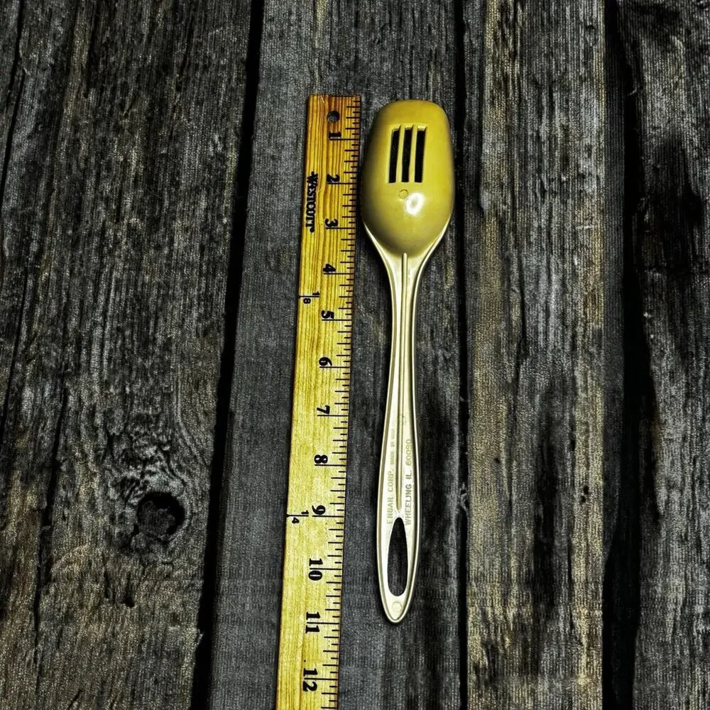 Vintage Ensar Corp Nylon Plastic Slotted Spoon Made USA Tan